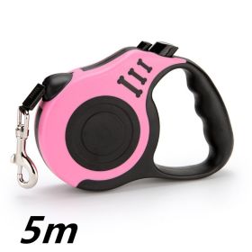 Pet Automatic Telescopic Traction Rope (Option: Pink-5M)
